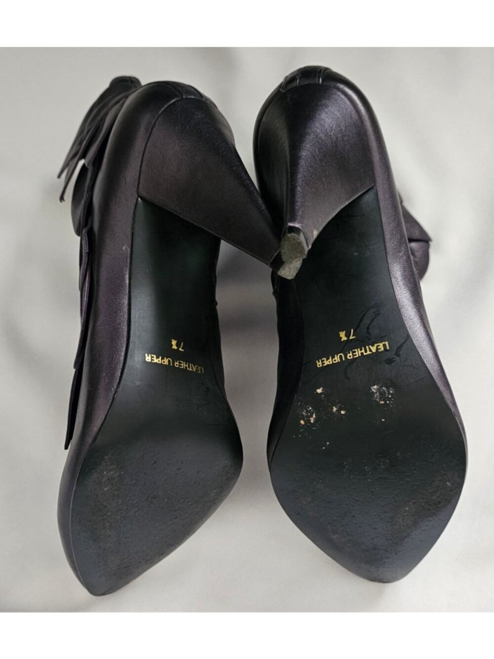 Kelsi Dagger Women's Black Leather Upper Pointed Toe Leaf Pansy Booties Size 7 ½ - Picture 12 of 14